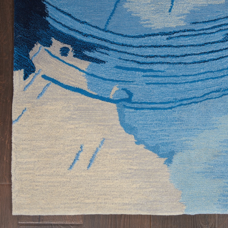 Nourison Symmetry Blue/Ivory Abstract Area Rug