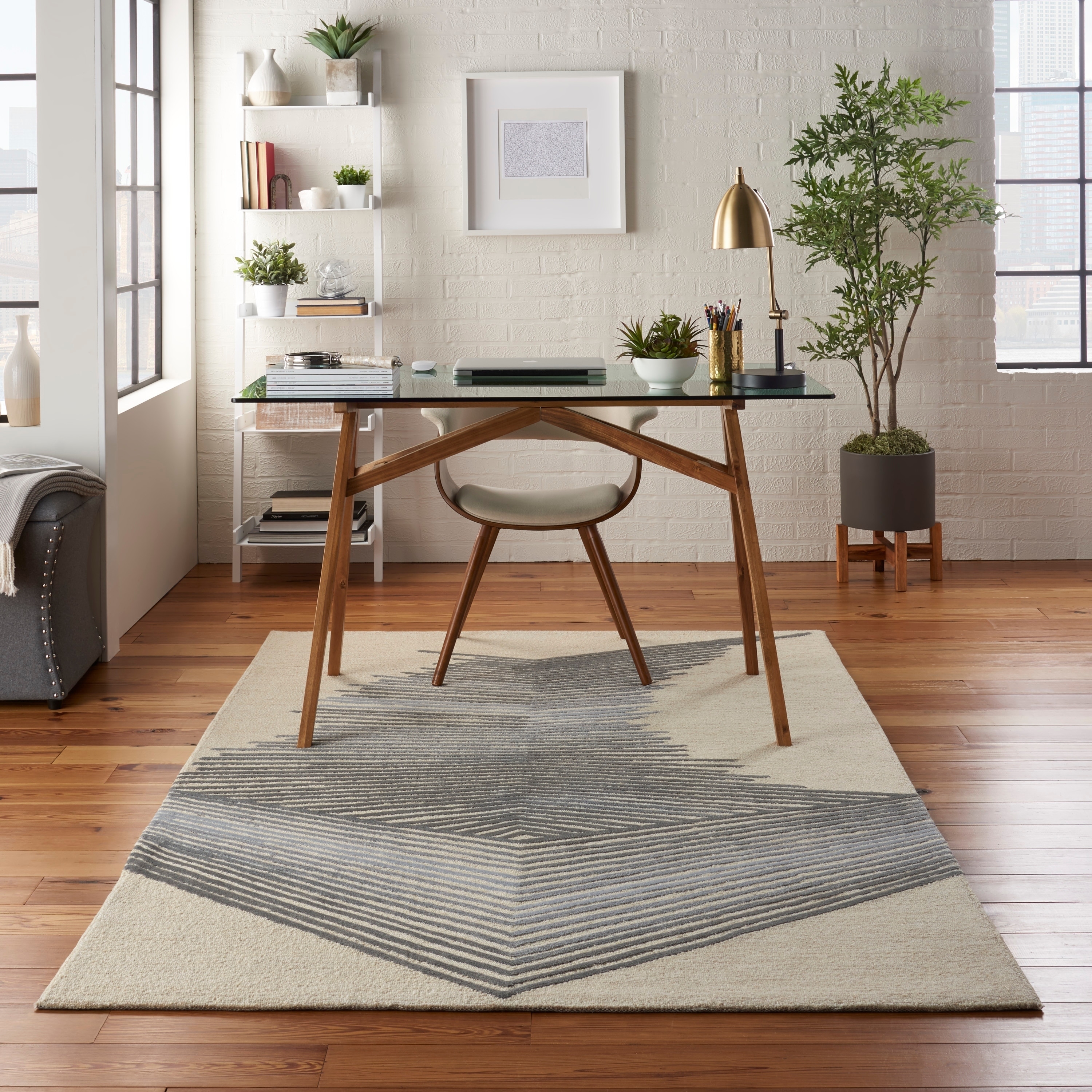 Nourison Symmetry Ivory/Grey Area Rug