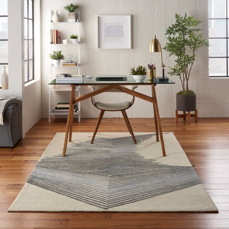 Nourison Symmetry Ivory/Grey Area Rug