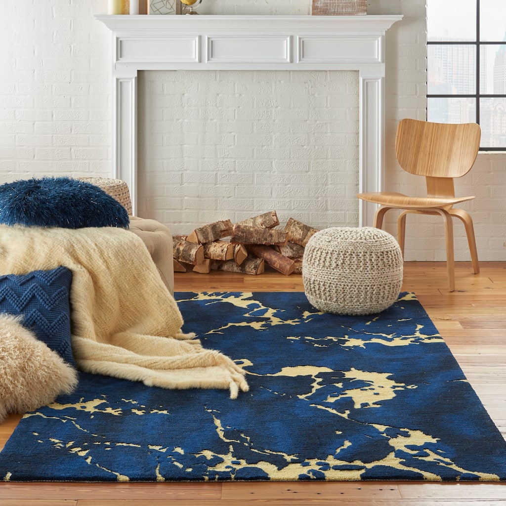 Nourison Symmetry Navy Blue Area Rug