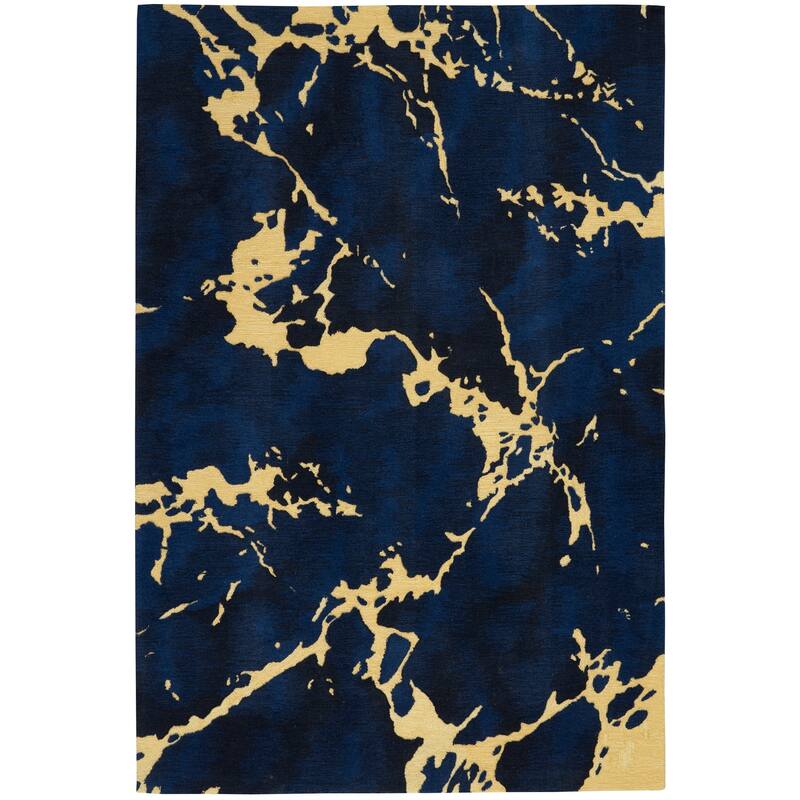 Nourison Symmetry Navy Blue Area Rug - 5'3" x 7'9" - Navy