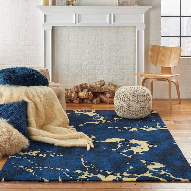 Nourison Symmetry Navy Blue Area Rug