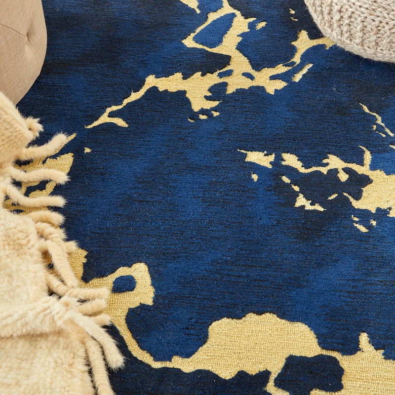 Nourison Symmetry Navy Blue Area Rug