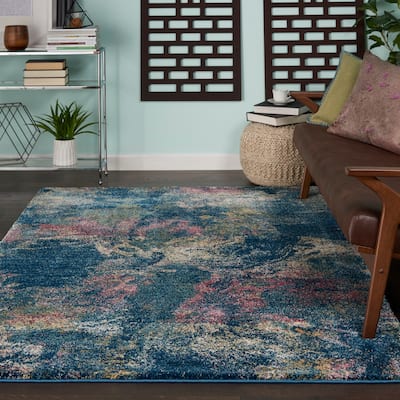 Nourison Fusion Multicolor Abstract Shag Rug