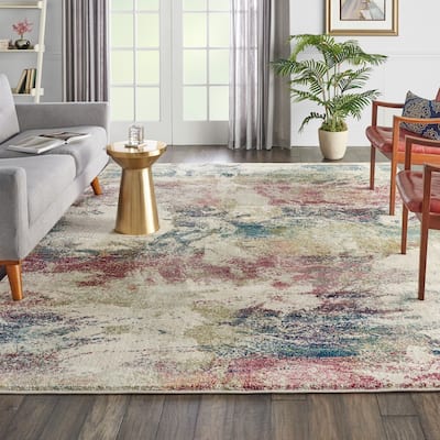 Nourison Fusion Multicolor Abstract Shag Rug