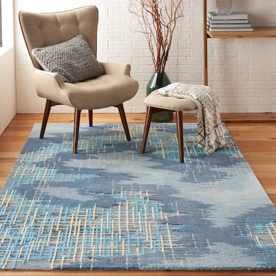 Nourison Symmetry Blue/Beige Area Rug