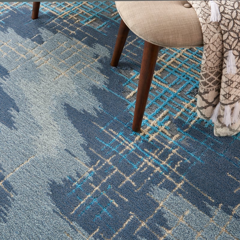 Nourison Symmetry Blue/Beige Area Rug
