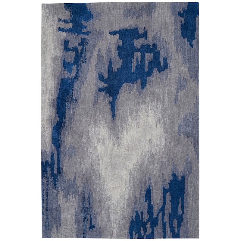 Nourison Symmetry Grey/Blue Area Rug - 7'9" x 9'9" - Grey/Blue - Rectangle