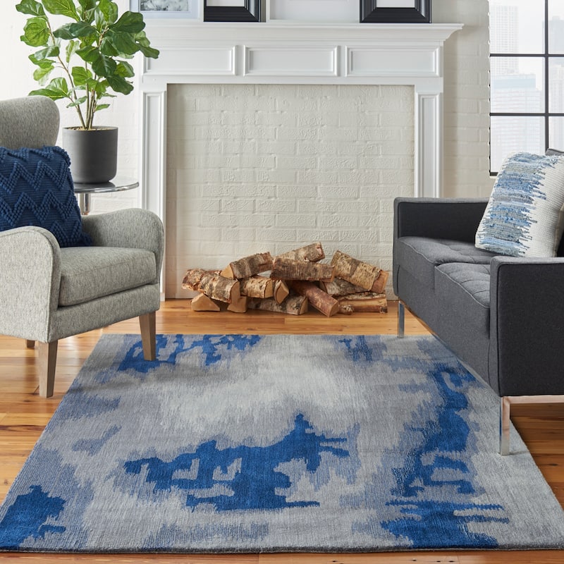 Nourison Symmetry Grey/Blue Area Rug