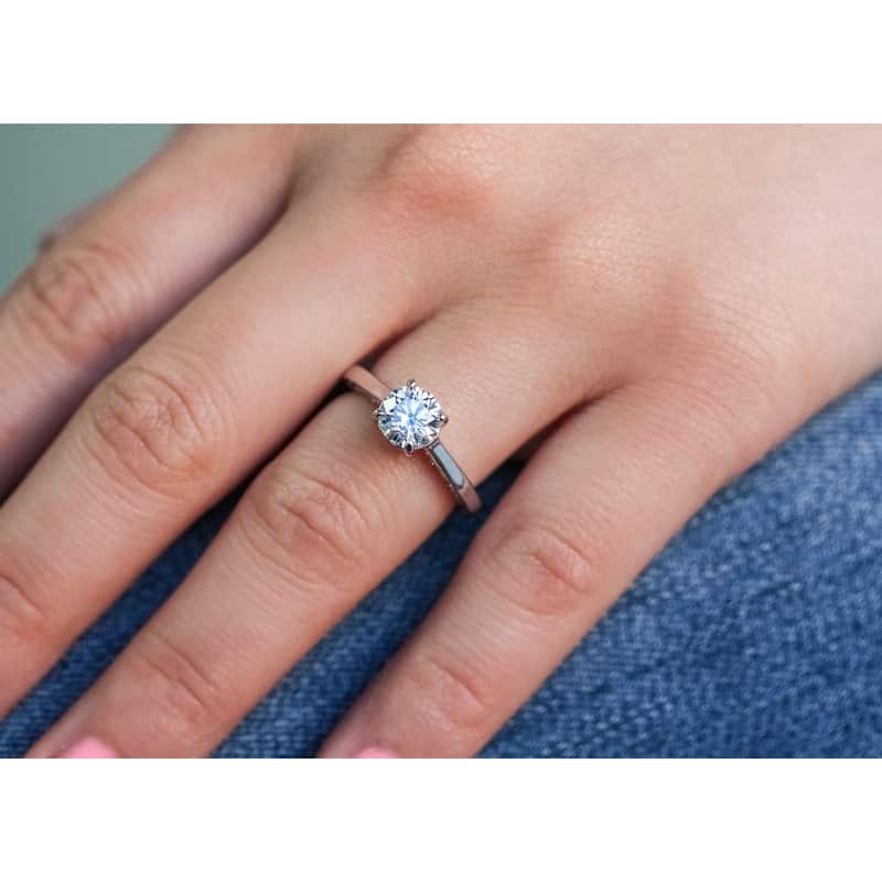 Annello by Kobelli 14k Gold One Carat Forever One Moissanite Solitaire Filigree Engraved Engagement Ring (DEF/VS)