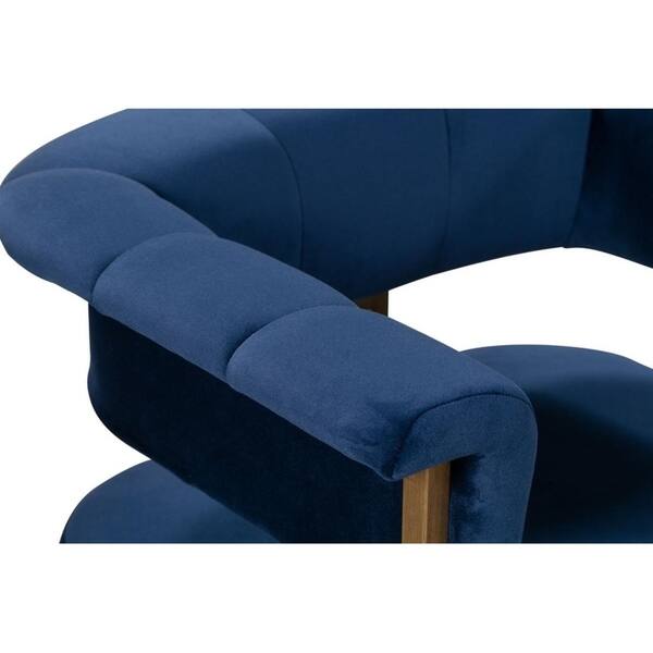 Shop Silver Orchid West Navy Velvet Chair Free Shipping Today