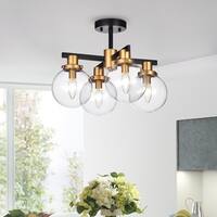 Tegan Black & Gold 4-light Flushmount Ceiling Light with Glass Shades