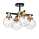 preview thumbnail 3 of 2, Tegan Black & Gold 4-light Flushmount Ceiling Light with Glass Shades