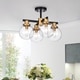 preview thumbnail 1 of 2, Tegan Black & Gold 4-light Flushmount Ceiling Light with Glass Shades