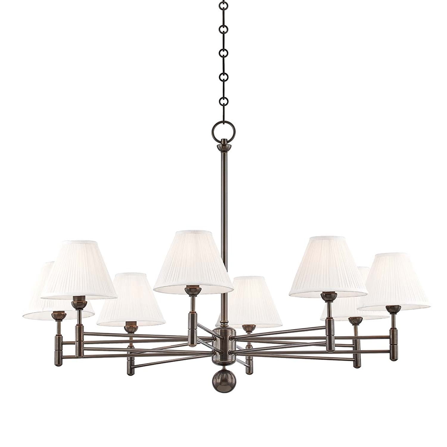 Hudson Valley Classic No.1 by Mark D. Sikes 8-light Distressed Bronze Chandelier, Off-White Silk Shade - Chandeliers For Bedrooms by Overstock.com