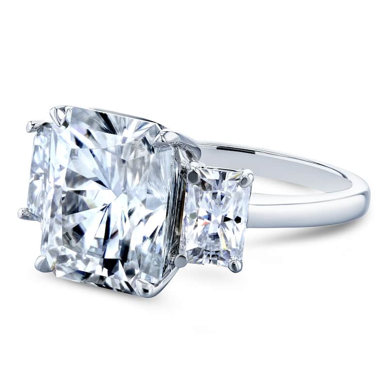Kobelli 6.7 Carats Moissanite 14k Solid White Gold Radiant-cut Bold 3-Stone Shannon Engagement Ring