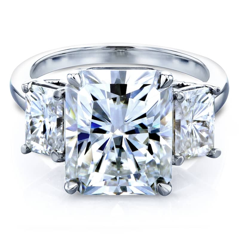Kobelli 6.7 Carats Moissanite 14k Solid White Gold Radiant-cut Bold 3-Stone Shannon Engagement Ring