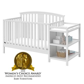 Storkcraft Greyson 4-in-1 Convertible Crib and Changer - 2 Open Shelves, Water-Resistant Vinyl Changing Pad with Safety Strap