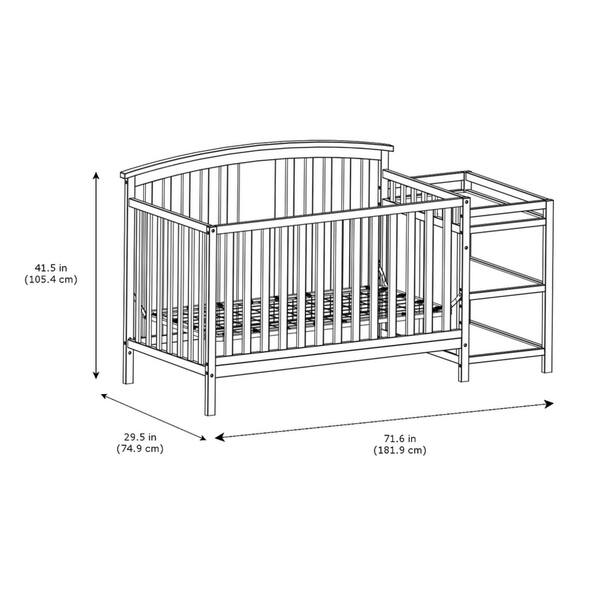 Storkcraft Greyson 4-in-1 Convertible Crib and Changer - 2 Open Shelves, Water-Resistant Vinyl Changing Pad with Safety Strap