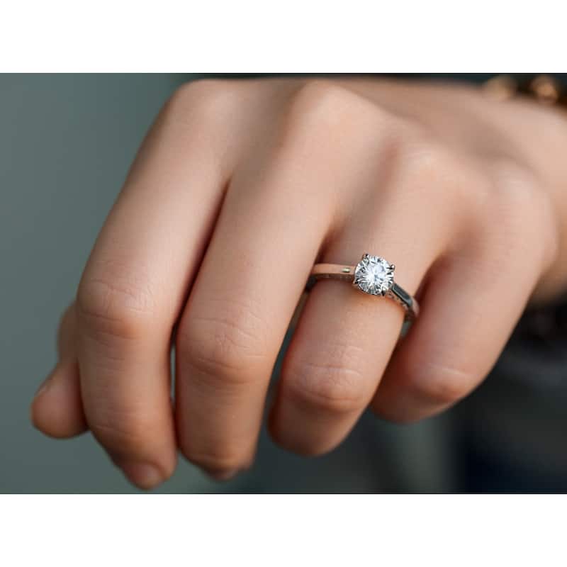 Annello by Kobelli 14k Gold 1 Carat Diamond Solitaire Filigree Engraved Engagement Ring