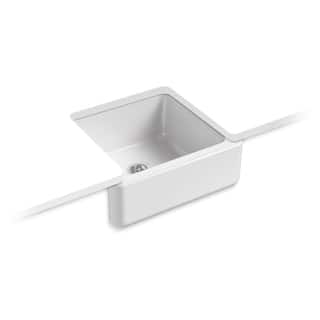 Kohler K-6426-0 Whitehaven Undermount Double-Bowl Apron-Front Kitchen Sink – Short Apron, 35.5″ X 21.6″ X 9.6″ (White)