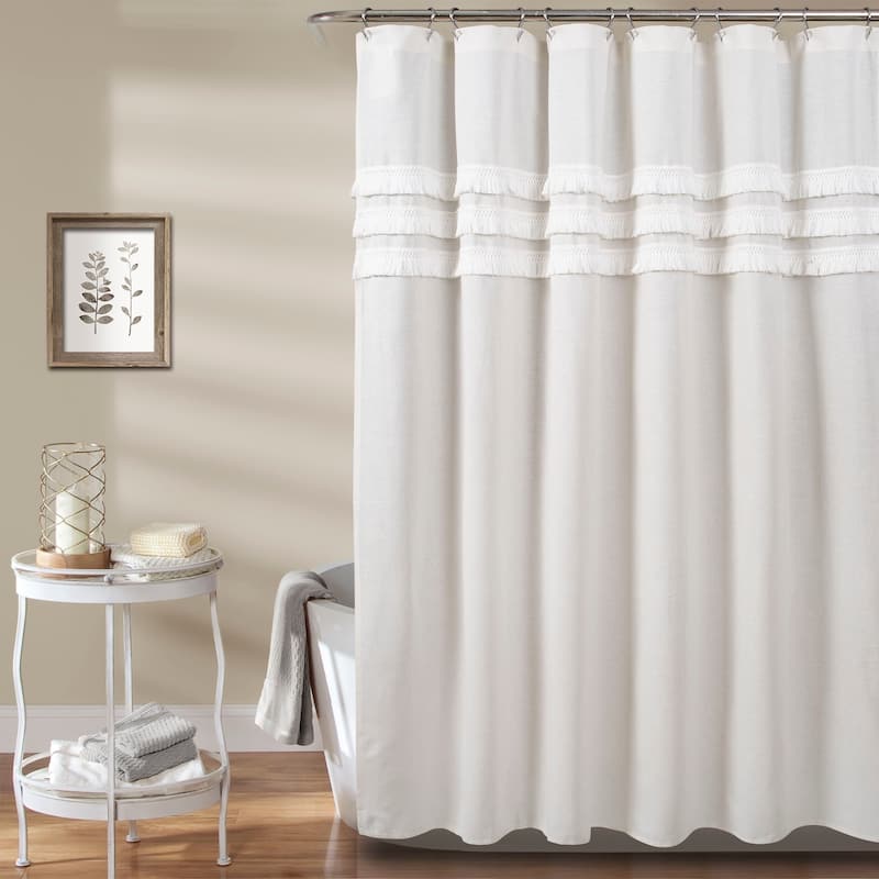 Porch & Den Kinney Tassel Shower Curtain - White