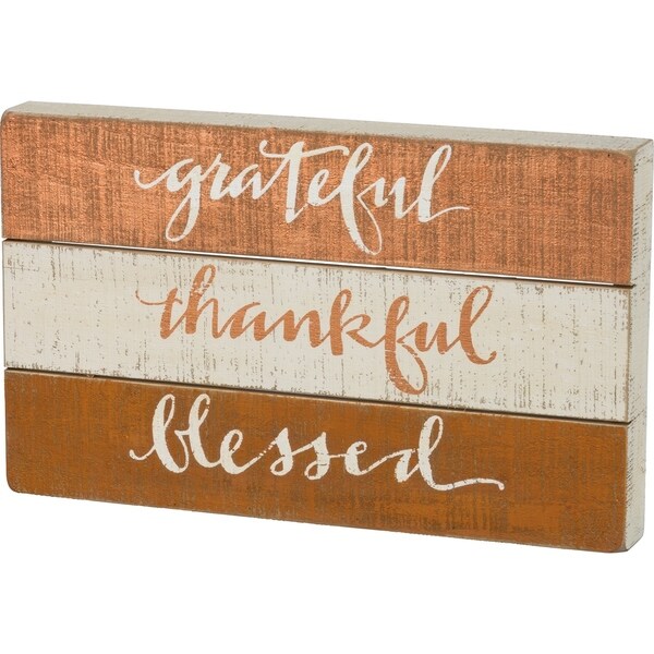 Slat Box Sign - Grateful - Thankful - Blessed