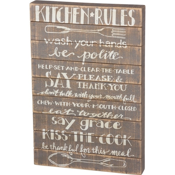 Slat Sign - Kitchen Rules: Wash Your Hands