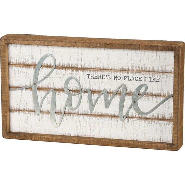 Inset Slat Box Sign - There's No Place Like Home
