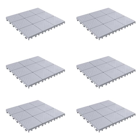 Patio and Deck Tiles Set of 6 - Interlocking Eco-Friendly Outdoor Flooring Pavers by Pure Garden