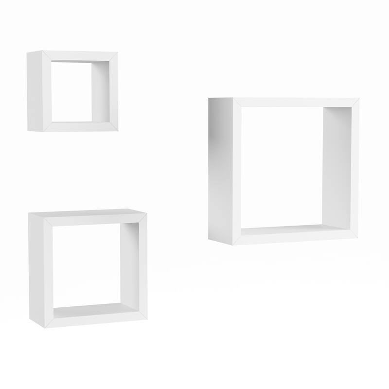 Floating Shelves- Cube Wall Shelf Set with Hidden Brackets, 3 Sizes by Lavish Home