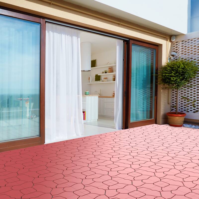 Deck Tiles - 6-Pack Polypropylene Interlocking Patio Tiles Pure Garden