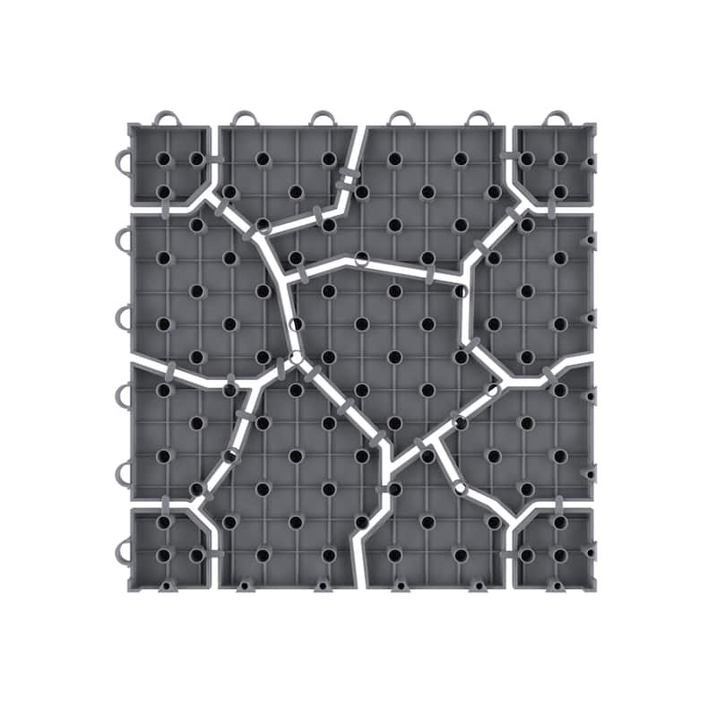 Deck Tiles - 6-Pack Polypropylene Interlocking Patio Tiles Pure Garden