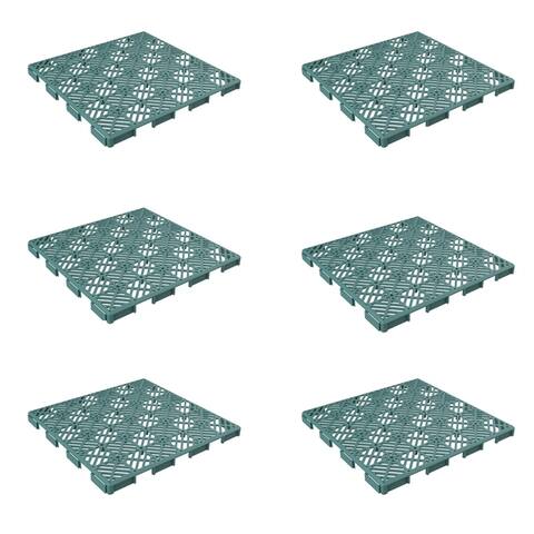 Patio and Deck Tiles Set of 6- Interlocking Diamond Pattern Outdoor Flooring Pavers by Pure Garden