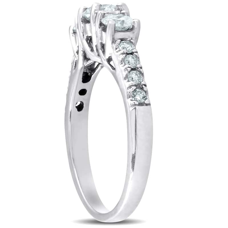Pompeii3 14k White Gold 1 1/10 Ct TDW Three Stone Diamond Engagement Ring