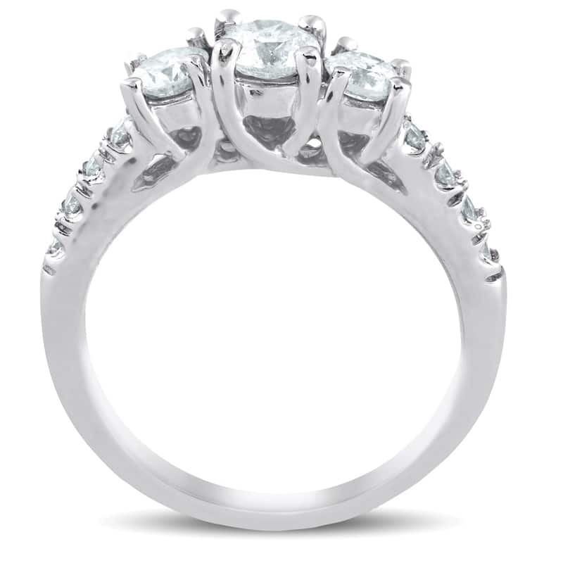 Pompeii3 14k White Gold 1 1/10 Ct TDW Three Stone Diamond Engagement Ring