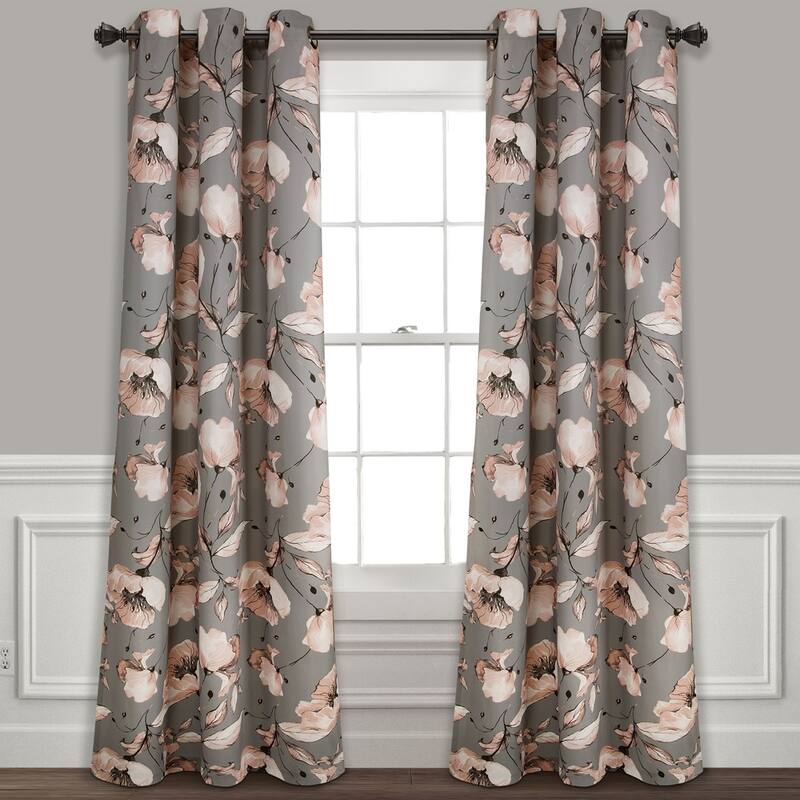 Silver Orchid Lane Blackout Window Curtain Panel Pair - 84"L x 38"W - Blush & Gray
