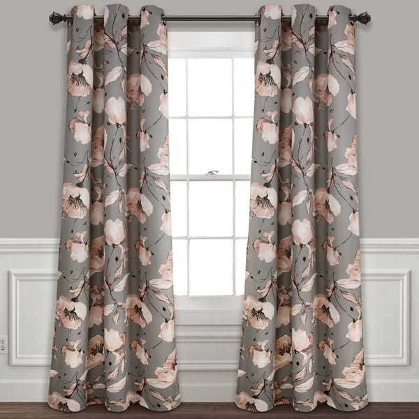 slide 2 of 15, Silver Orchid Lane Blackout Window Curtain Panel Pair 84"L x 38"W - Blush & Gray