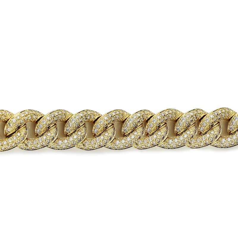 Auriya Men's 14k Gold 12.54ctw Cuban Link Diamond Bracelet 9-inch