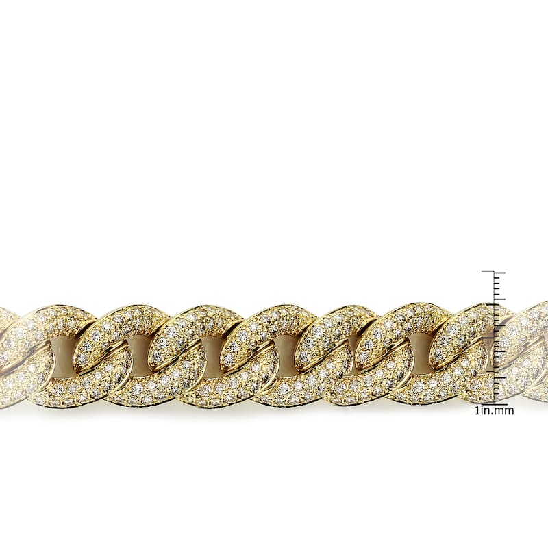 Auriya Men's 14k Gold 12.54ctw Cuban Link Diamond Bracelet 9-inch
