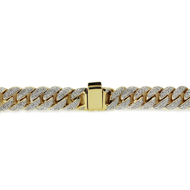 Auriya Men's 14k Gold 2 1/2 carat TW Diamond Curb Bracelet 8.5-inch