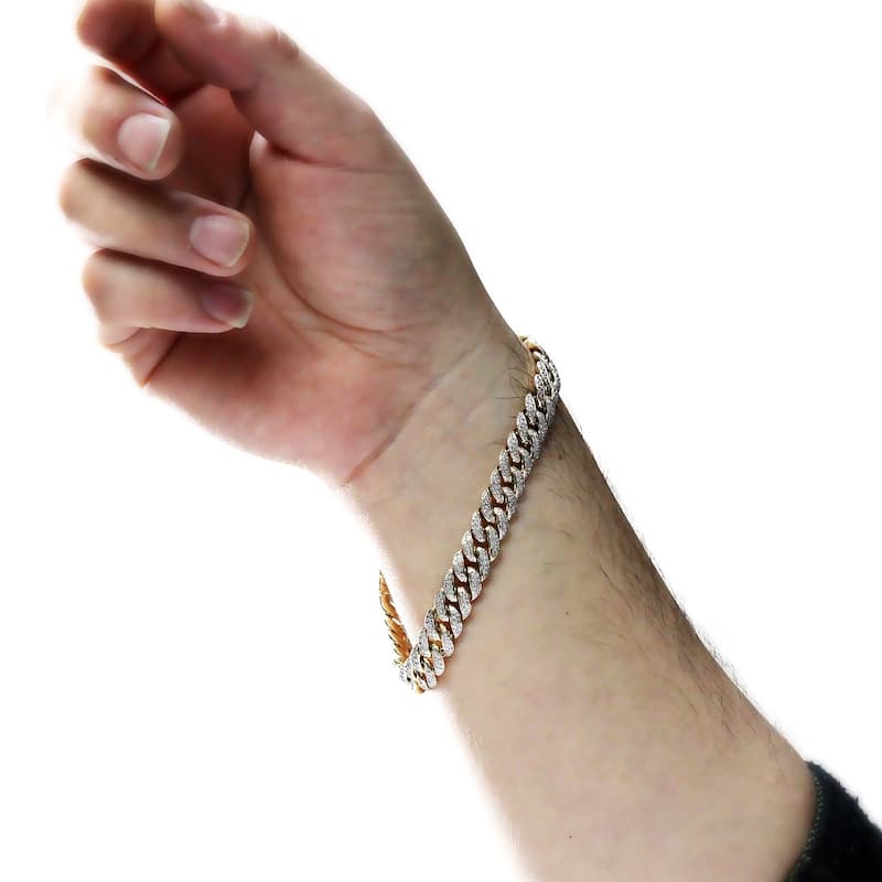 Auriya Men's 14k Gold 2 1/2 carat TW Diamond Curb Bracelet 8.5-inch