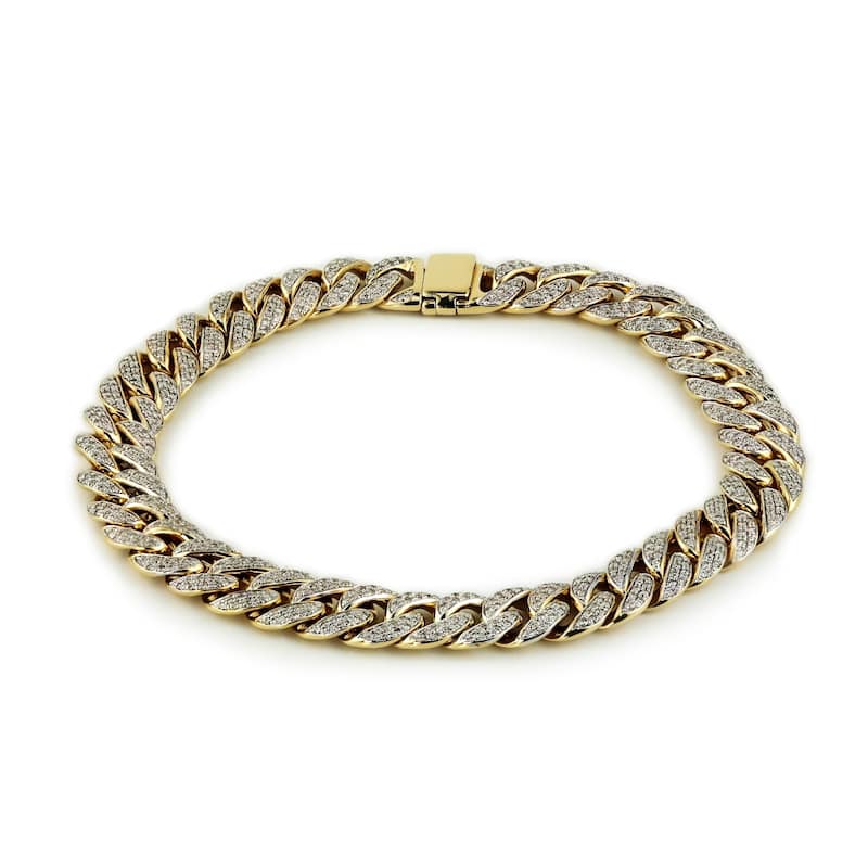Auriya Men's 14k Gold 2 1/2 carat TW Diamond Curb Bracelet 8.5-inch