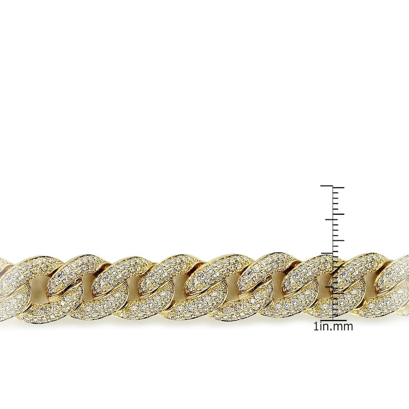 Auriya Men's 14k Gold 10.45cttw Cuban Link Diamond Bracelet 9-inch