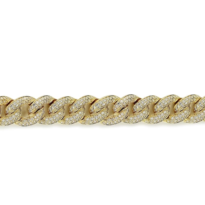Auriya Men's 14k Gold 10.45cttw Cuban Link Diamond Bracelet 9-inch