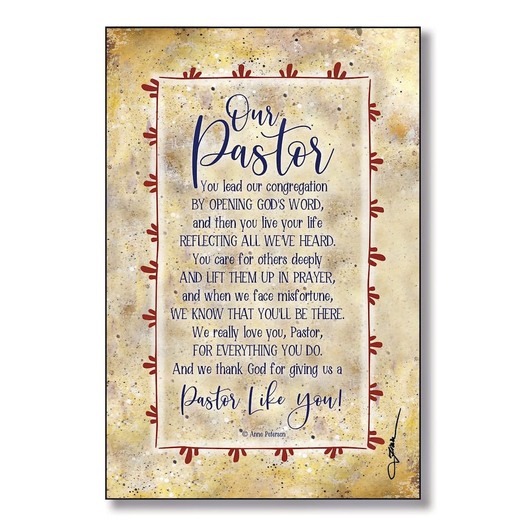 Our Pastor Wood Plaque with Easel and Hanger 6 inches x 9 inches