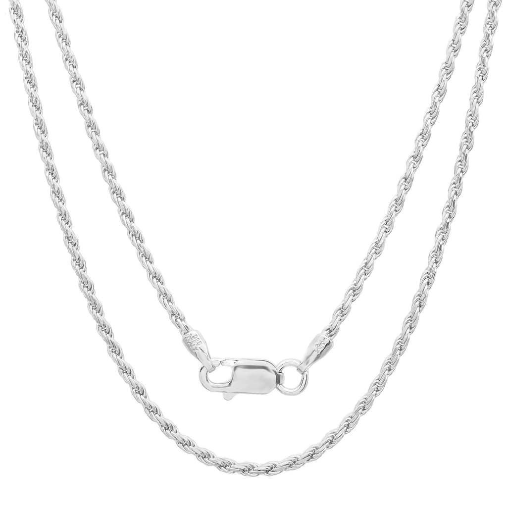 Roberto Martinez Sterling Silver 24-inch Diamond-Cut Rope Chain (1.5mm)