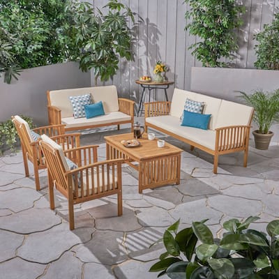 Carolina Outdoor 5-pc. Acacia Conversational Set by Christopher Knight Home