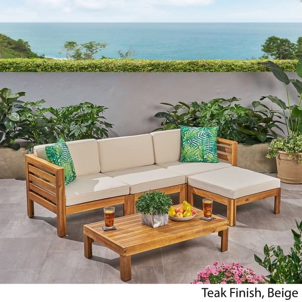 Cambridge Outdoor 5 Piece Acacia Wood Sofa Set By Christopher Outdoor 5 Piece Acacia Wood Sofa Set
