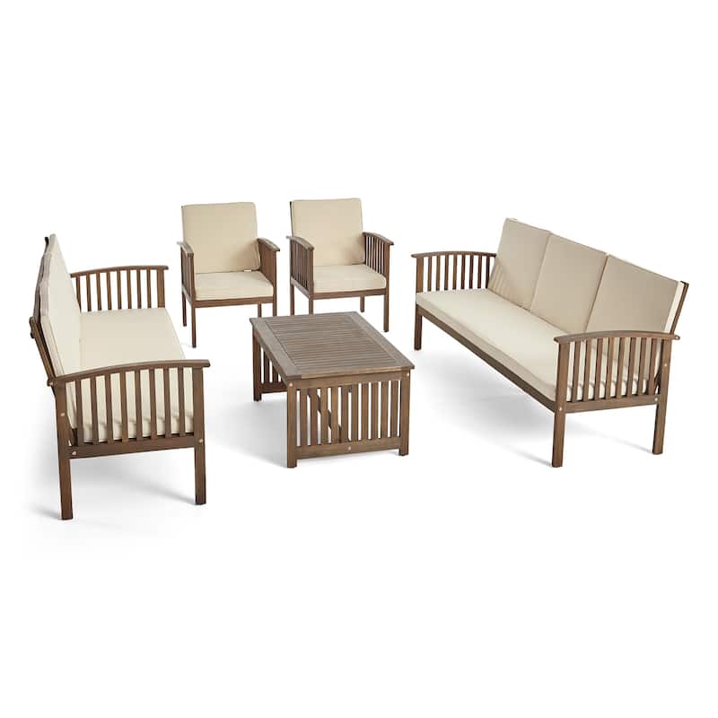 Carolina Outdoor 5-pc. Acacia Conversational Set by Christopher Knight Home